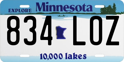 MN license plate 834LOZ