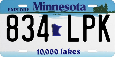 MN license plate 834LPK