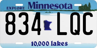 MN license plate 834LQC