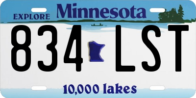MN license plate 834LST