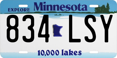 MN license plate 834LSY