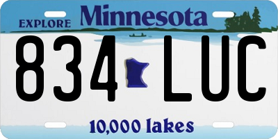 MN license plate 834LUC