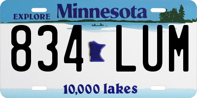 MN license plate 834LUM
