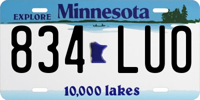 MN license plate 834LUO
