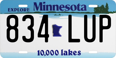 MN license plate 834LUP