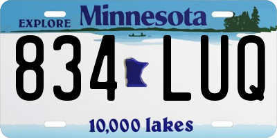 MN license plate 834LUQ