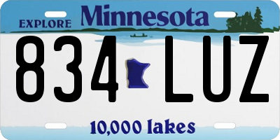 MN license plate 834LUZ