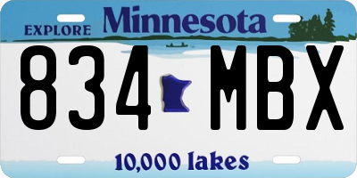 MN license plate 834MBX