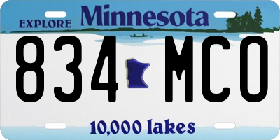 MN license plate 834MCO