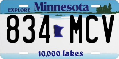 MN license plate 834MCV