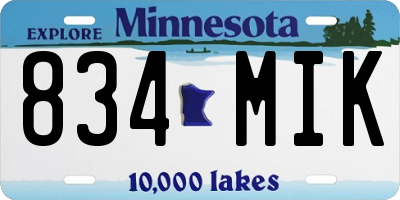 MN license plate 834MIK
