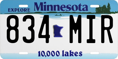 MN license plate 834MIR
