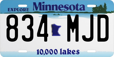 MN license plate 834MJD