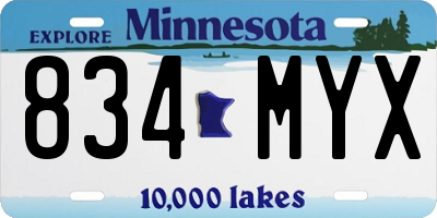 MN license plate 834MYX
