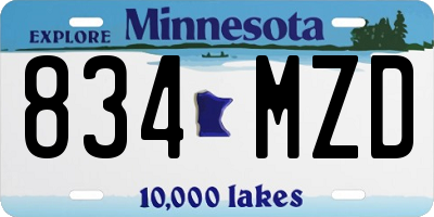 MN license plate 834MZD