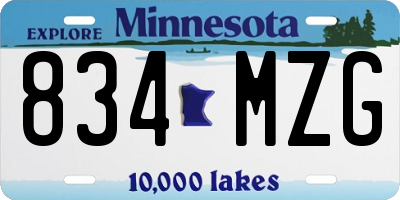 MN license plate 834MZG