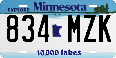 MN license plate 834MZK