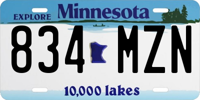 MN license plate 834MZN