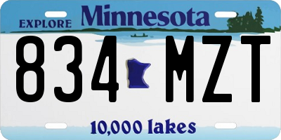 MN license plate 834MZT