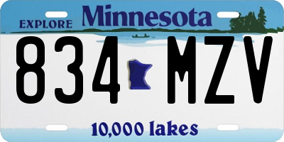MN license plate 834MZV