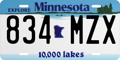 MN license plate 834MZX