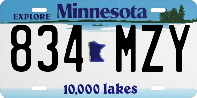 MN license plate 834MZY