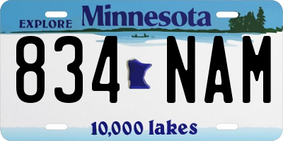 MN license plate 834NAM