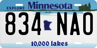 MN license plate 834NAO