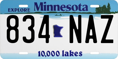 MN license plate 834NAZ