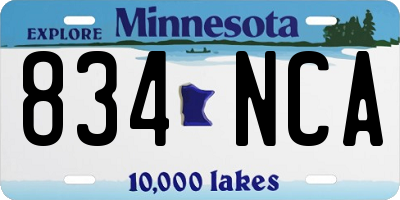 MN license plate 834NCA