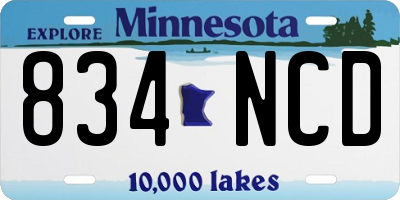 MN license plate 834NCD
