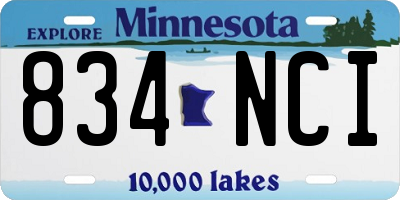 MN license plate 834NCI