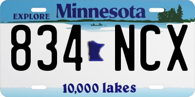 MN license plate 834NCX