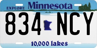 MN license plate 834NCY
