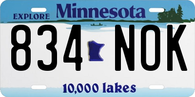 MN license plate 834NOK