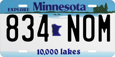 MN license plate 834NOM