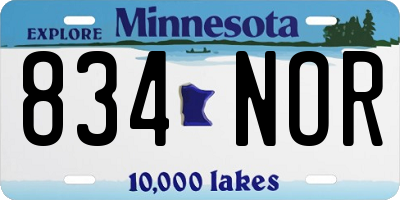 MN license plate 834NOR