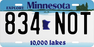 MN license plate 834NOT