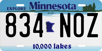 MN license plate 834NOZ