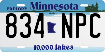 MN license plate 834NPC