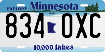 MN license plate 834OXC