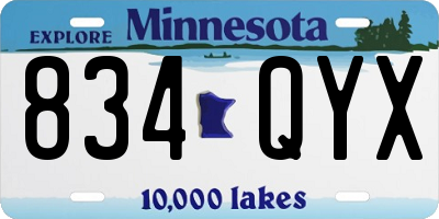 MN license plate 834QYX