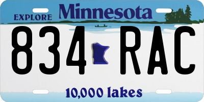 MN license plate 834RAC