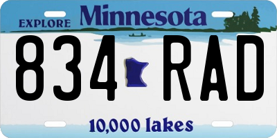 MN license plate 834RAD
