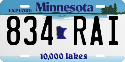 MN license plate 834RAI