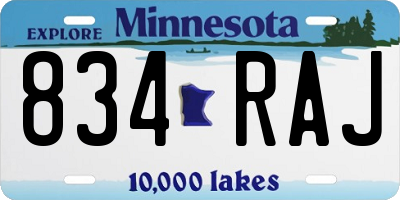 MN license plate 834RAJ