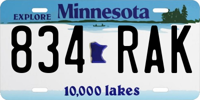 MN license plate 834RAK