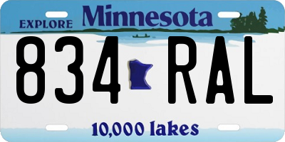 MN license plate 834RAL
