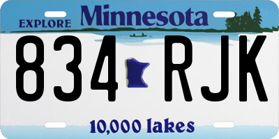 MN license plate 834RJK