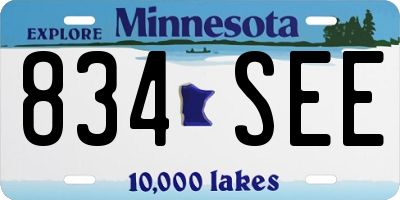 MN license plate 834SEE